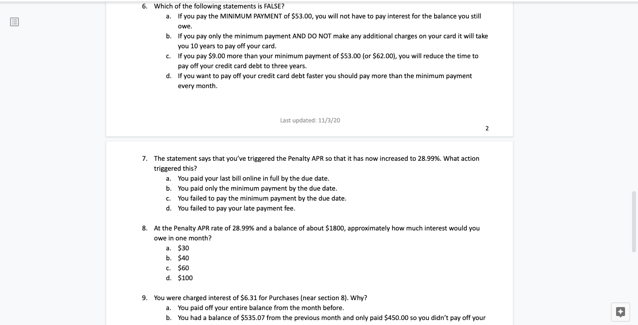 Select the correct answer in the sheet? FINE