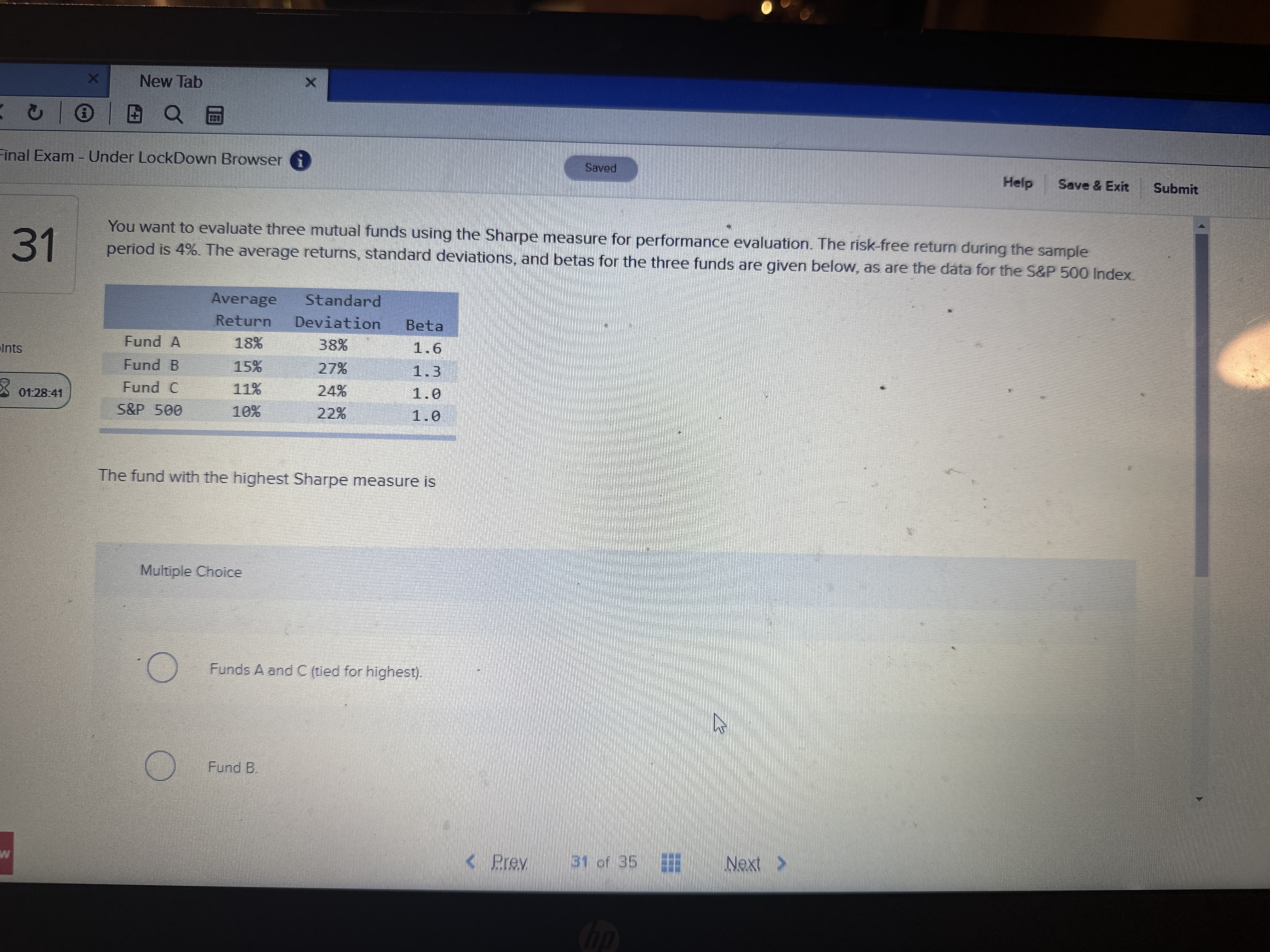 X New Tab X Final Exam - Under LockDown Browser i