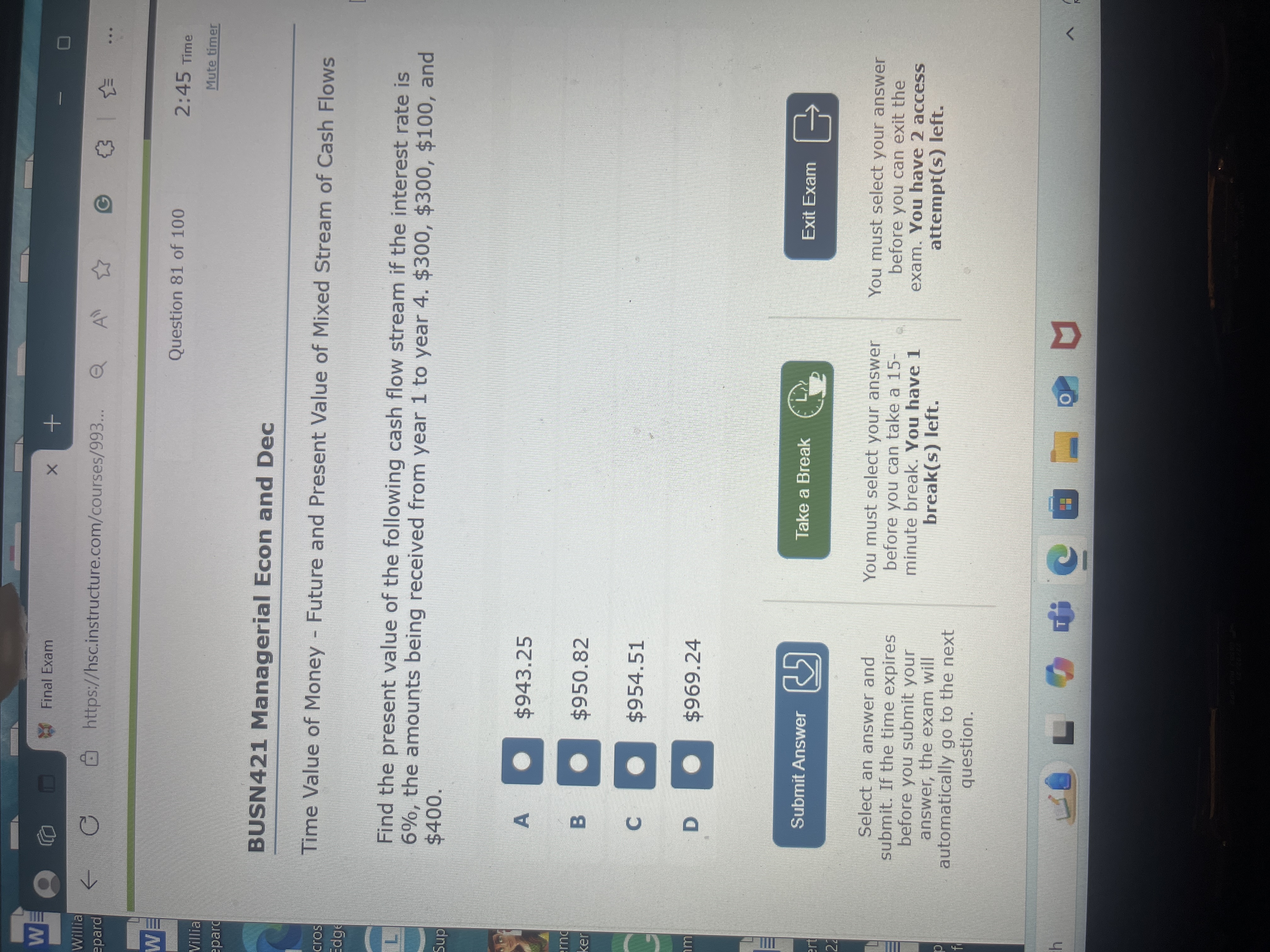 WE Final Exam X O Willia epard C