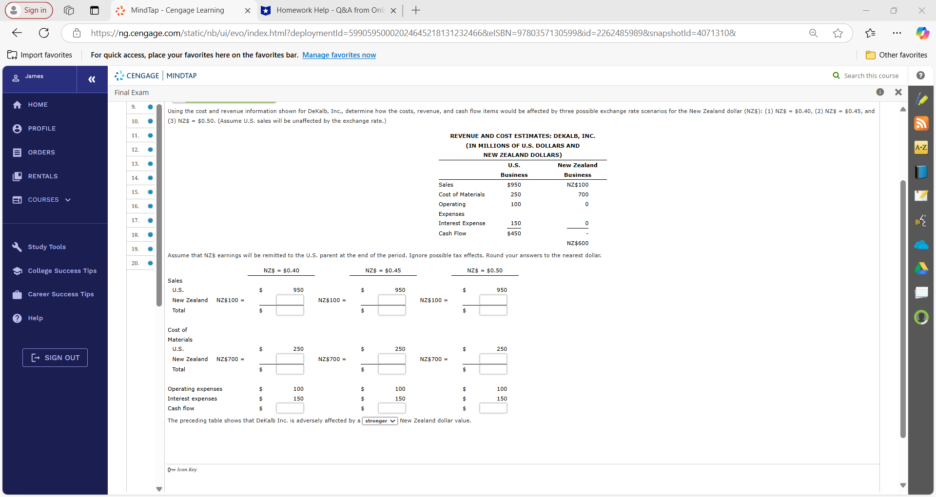 Sign in MindTap - Cengage Learning X Homework