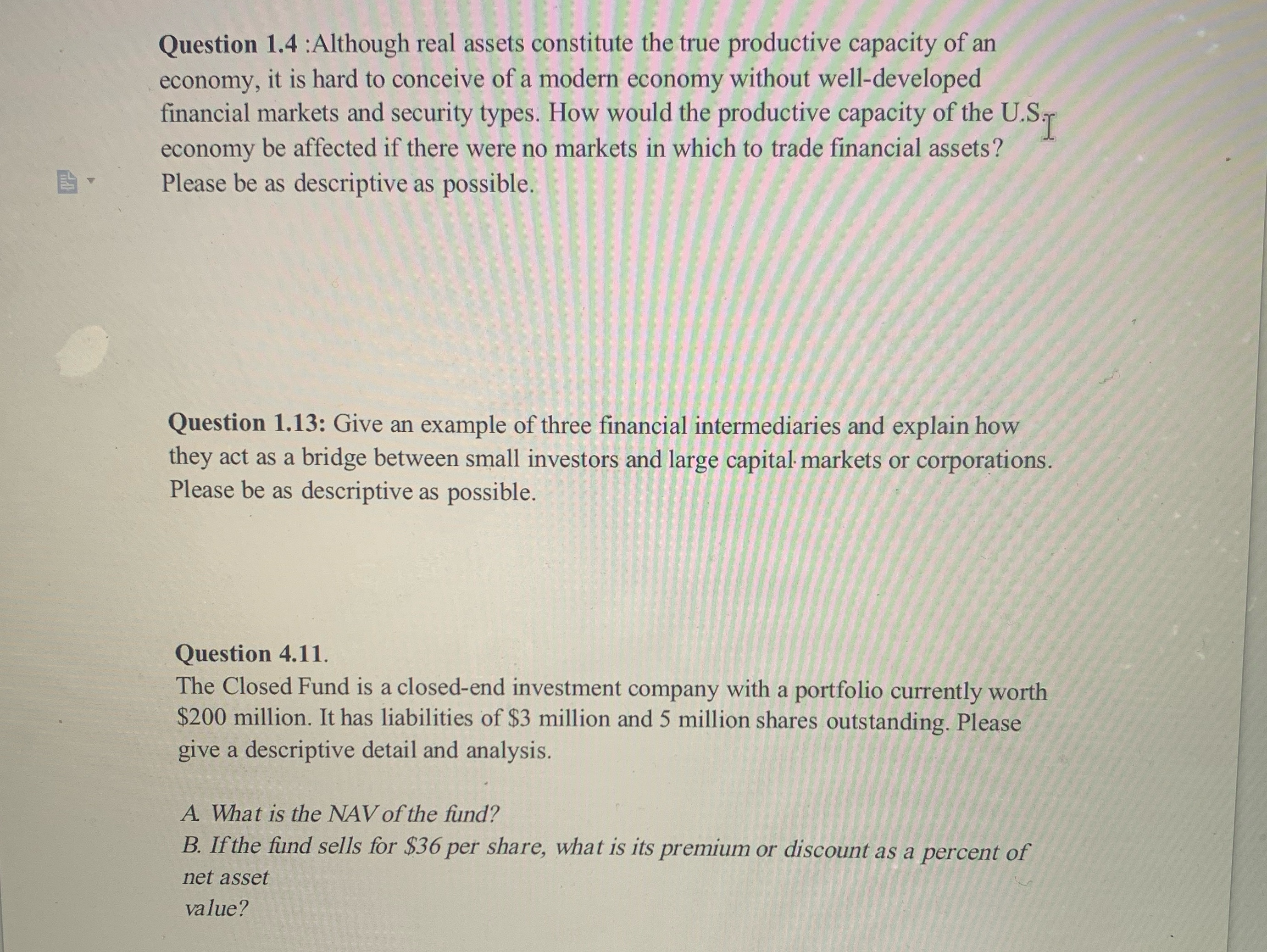 Please be as descriptive as possible. Question