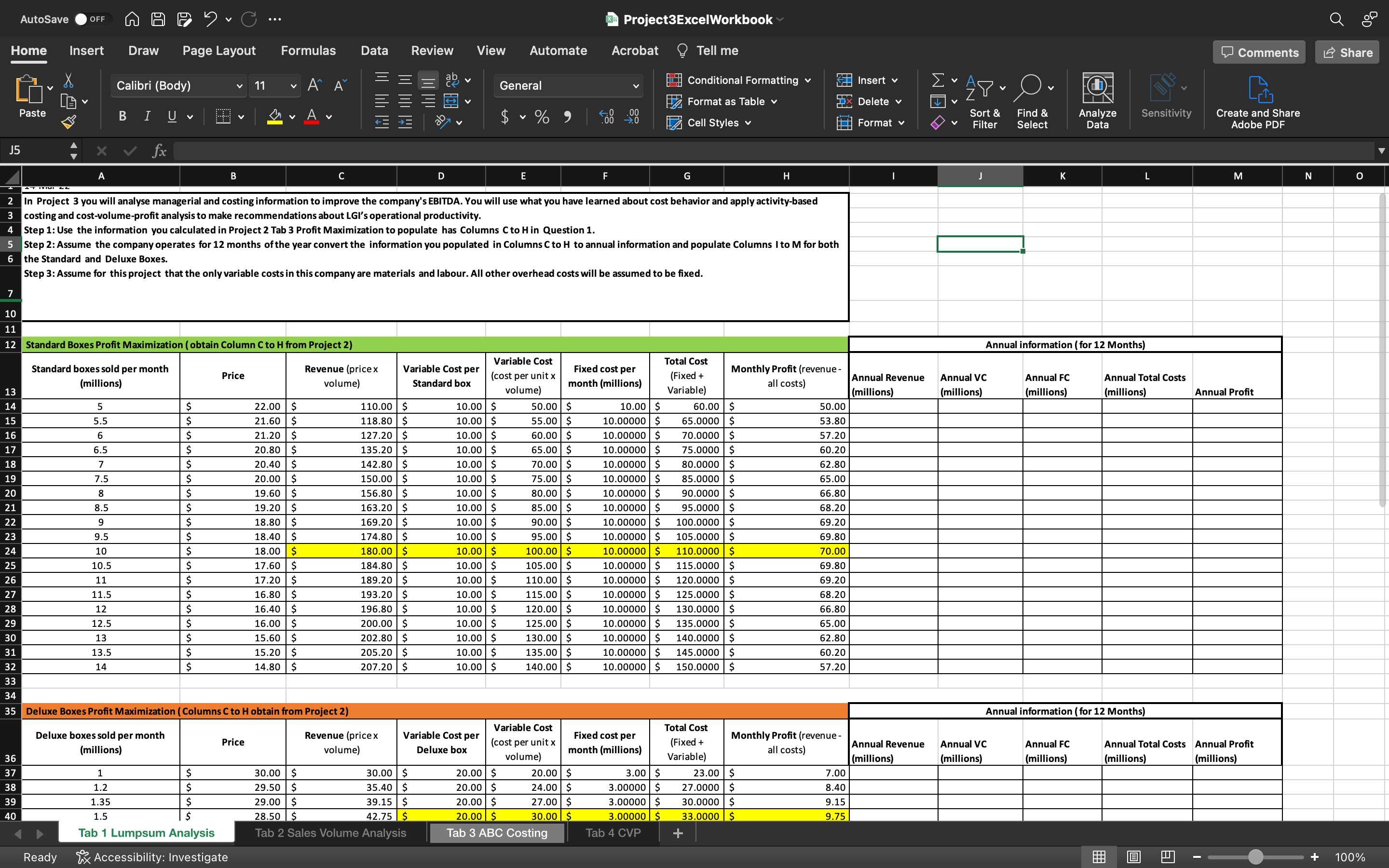AutoSave OFF Q AF ? C ... Project3ExcelWorkbook