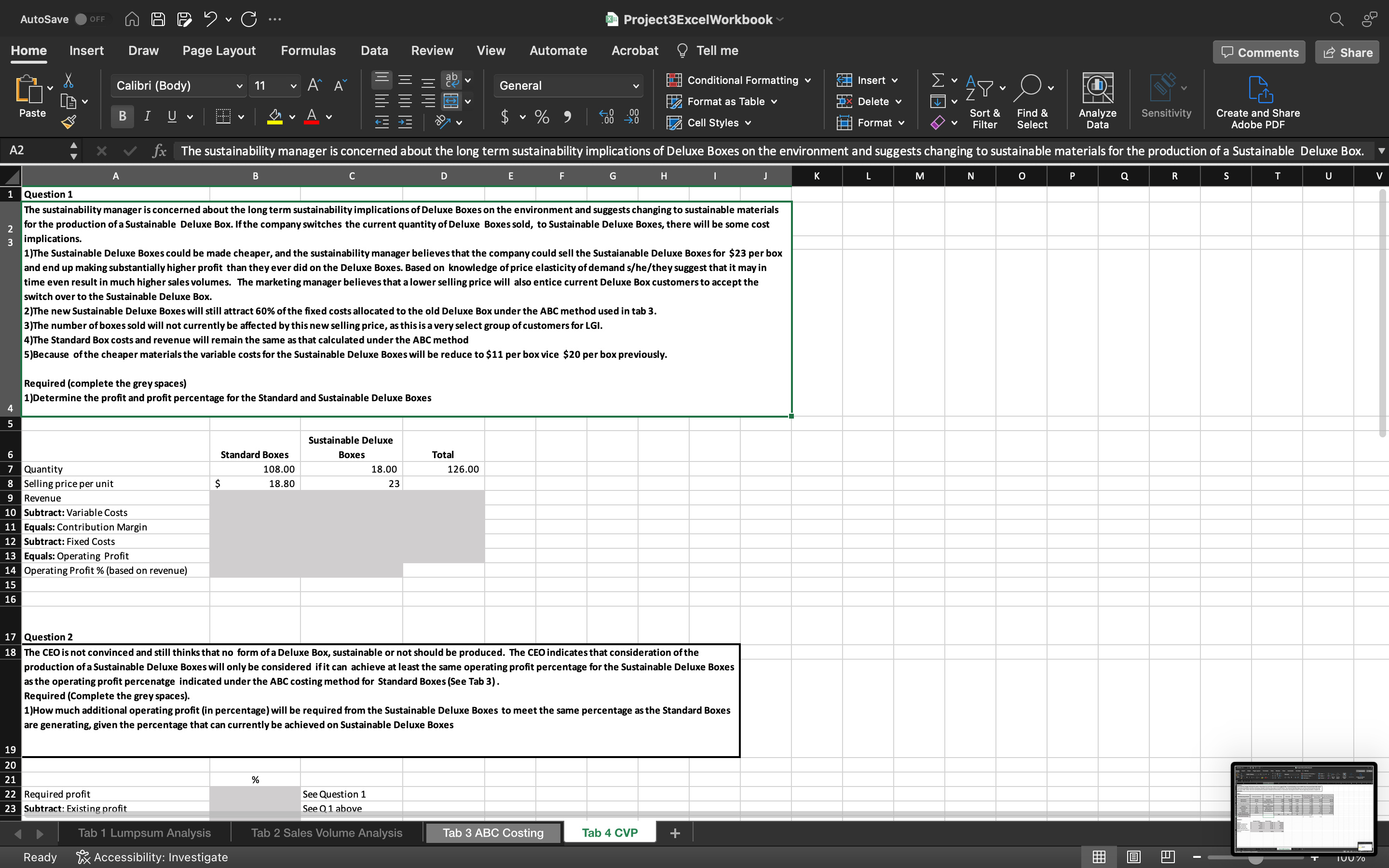 AutoSave OFF Q AF ? C ... Project3ExcelWorkbook