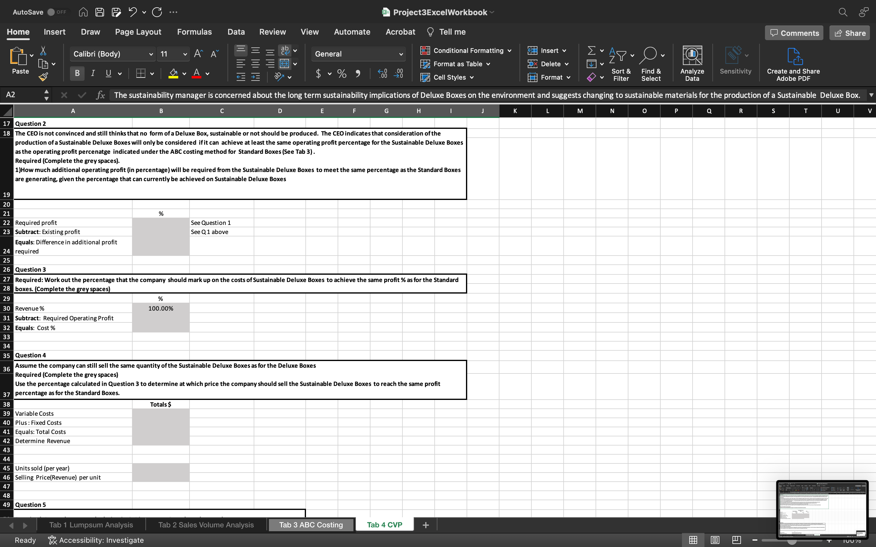 AutoSave OFF Q AF ? C ... Project3ExcelWorkbook