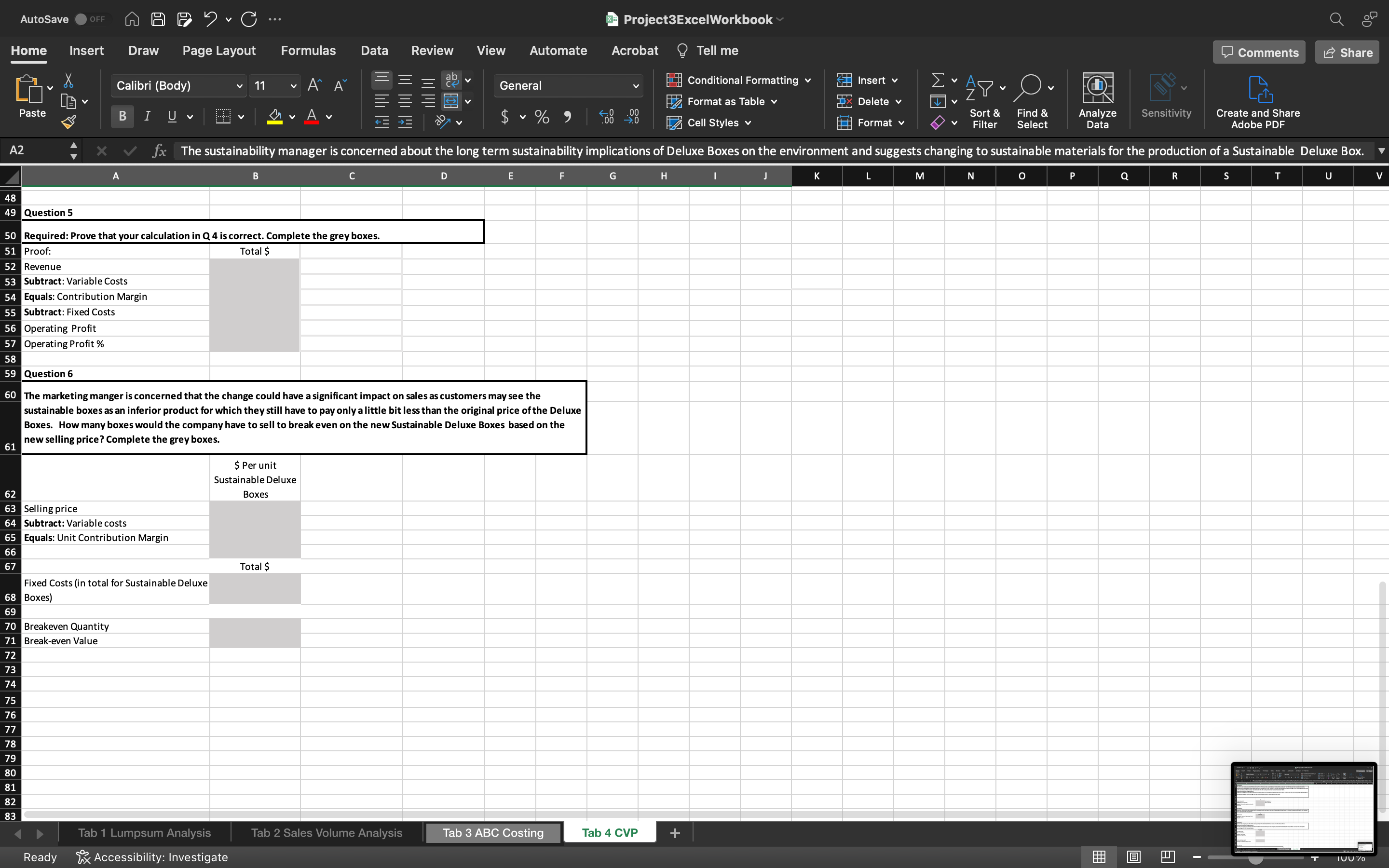 AutoSave OFF Q AF ? C ... Project3ExcelWorkbook