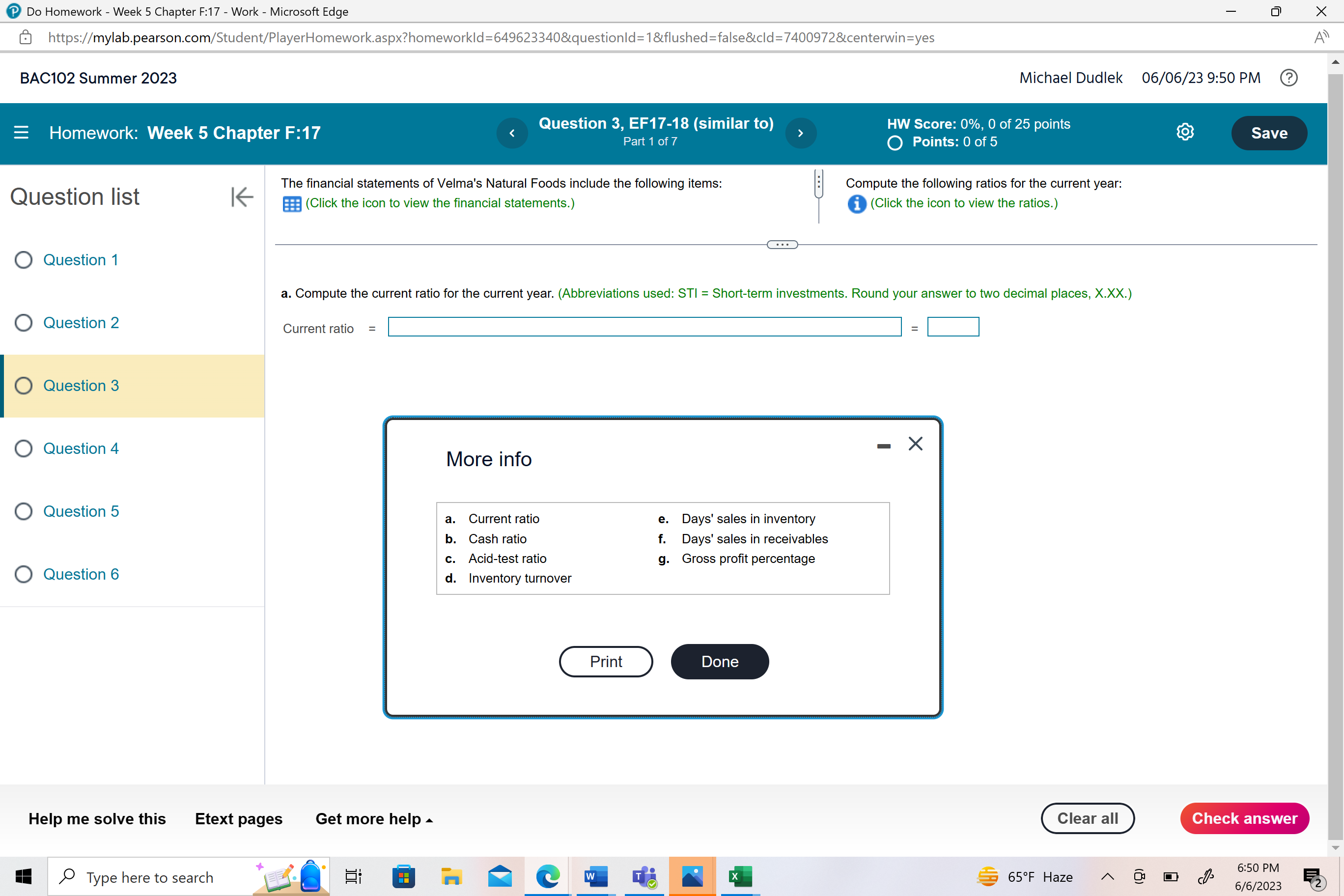 Do Homework - Week 5 Chapter F:17 - Work -