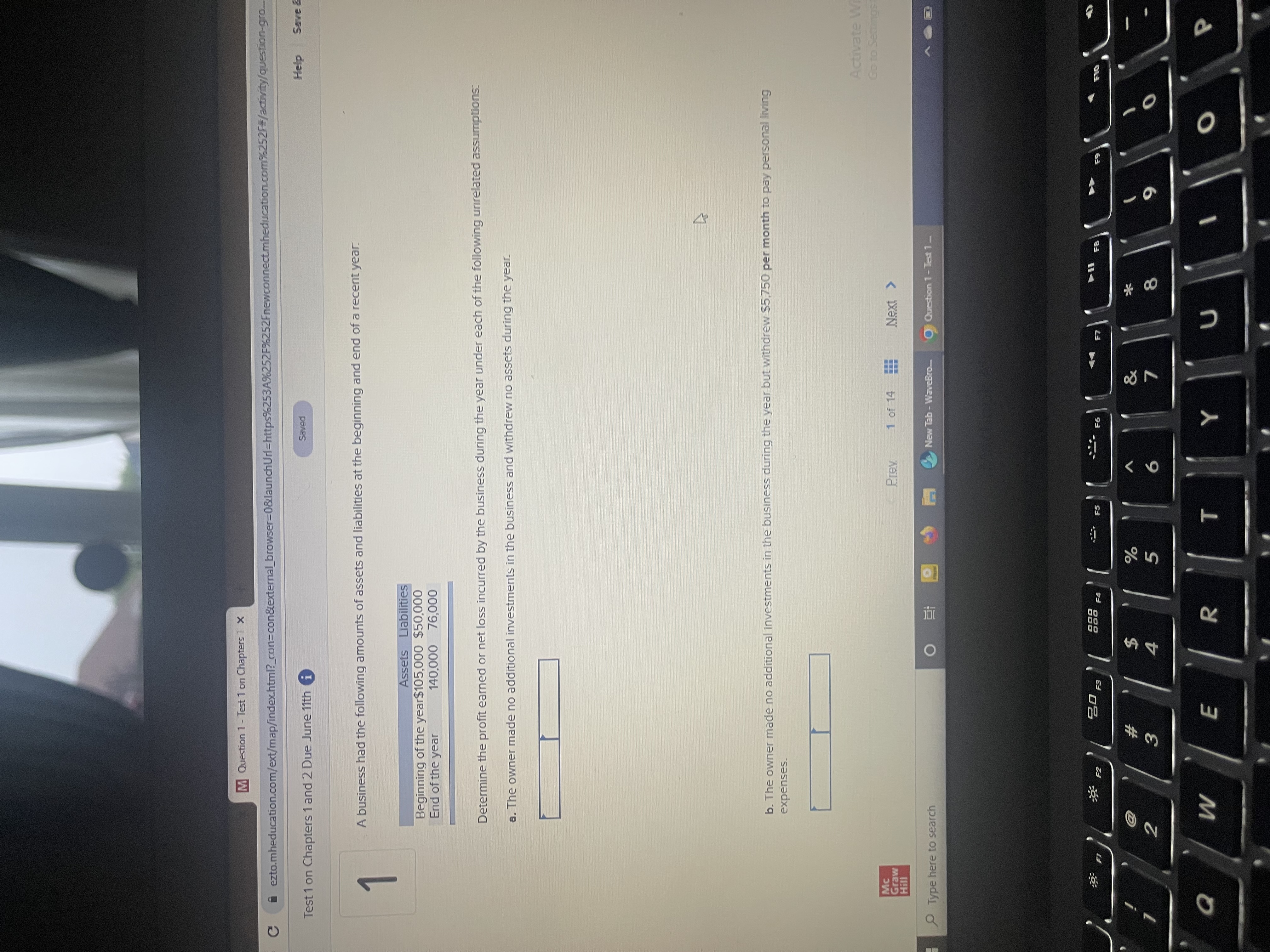 M Question 1 - Test 1 on Chapters 1 x C