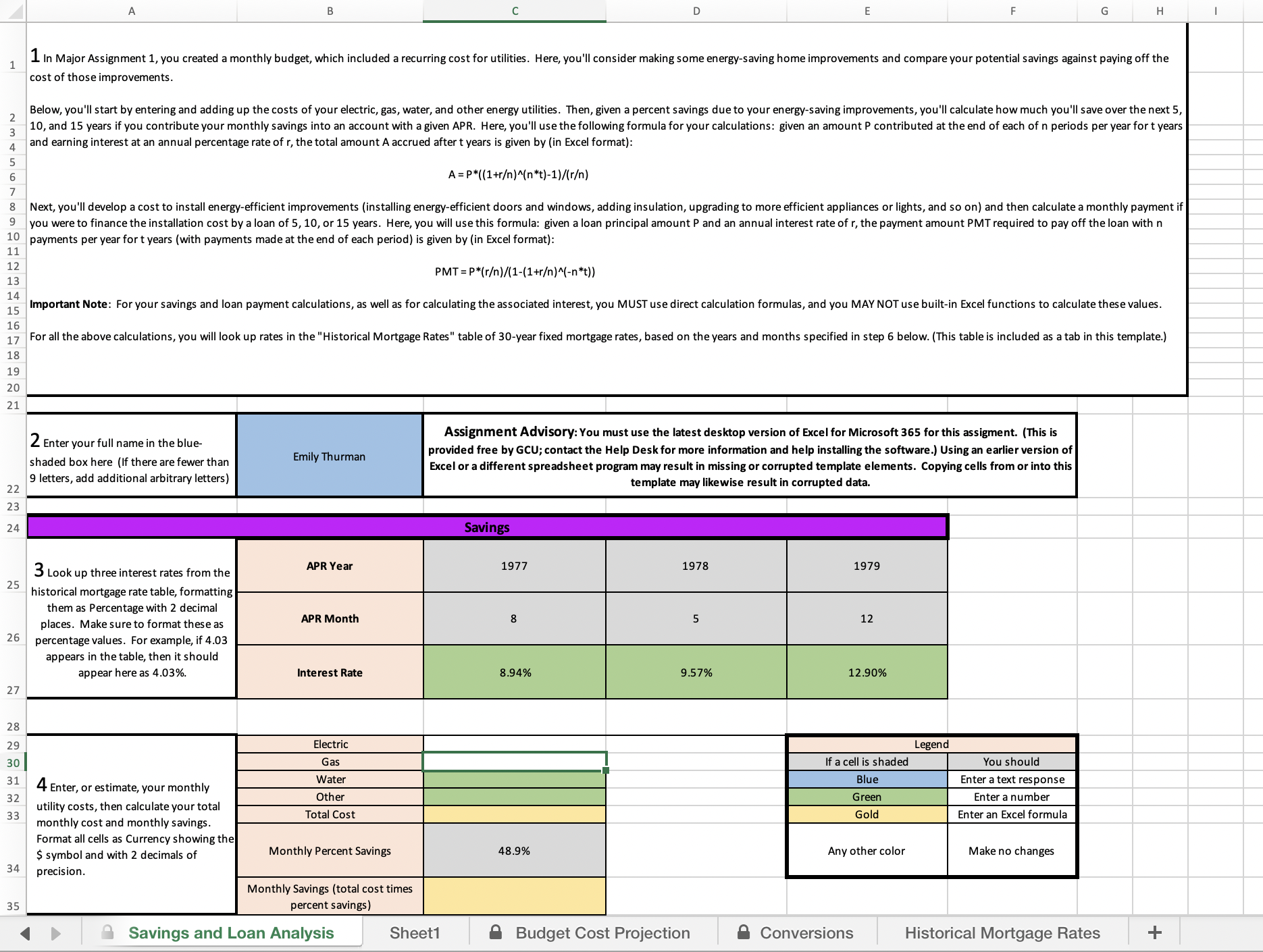 B C D E G H 1 In Major Assignment 1, you created