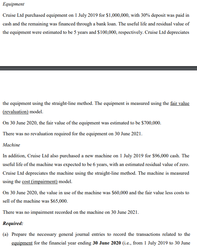 Question 1 Jordan Lid acquired a new equipment on