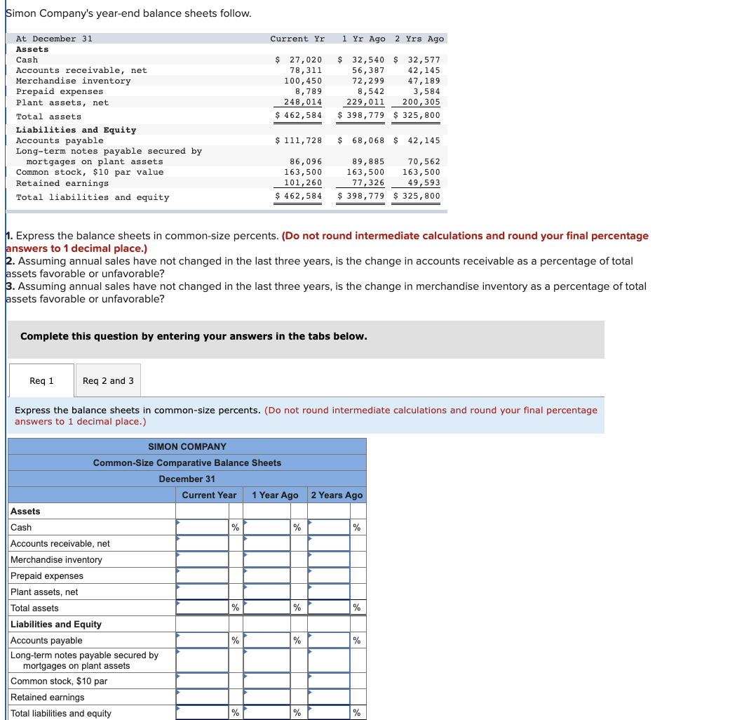 Compute the annual dollar changes and percent