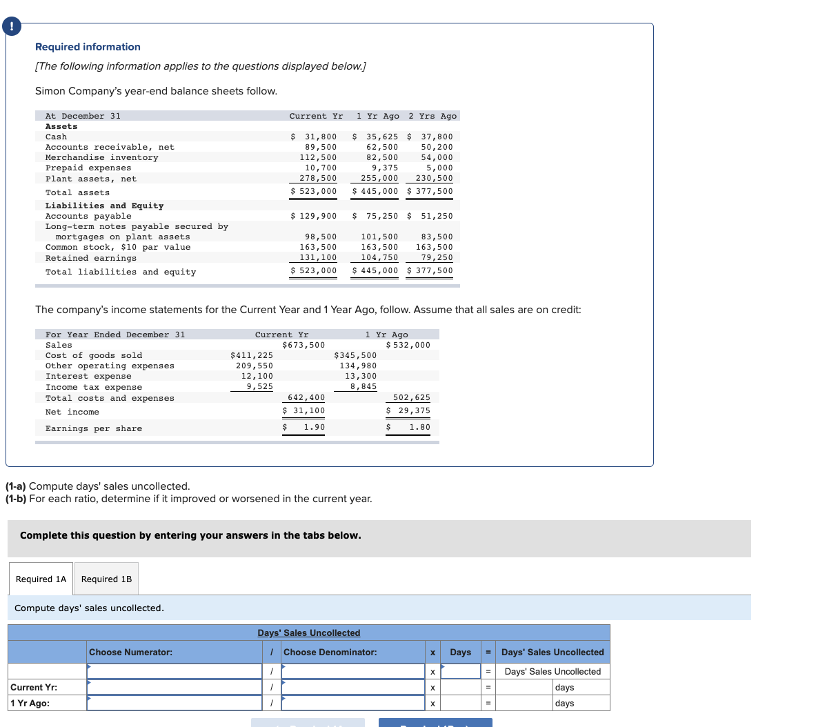 Compute the annual dollar changes and percent