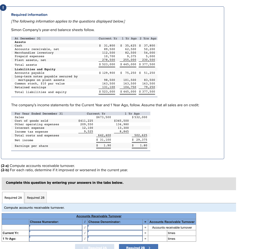 Compute the annual dollar changes and percent