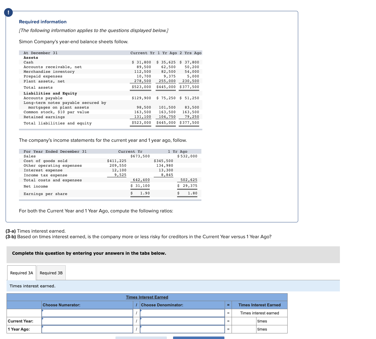 Compute the annual dollar changes and percent