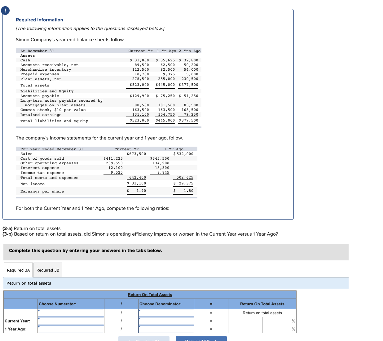 Compute the annual dollar changes and percent