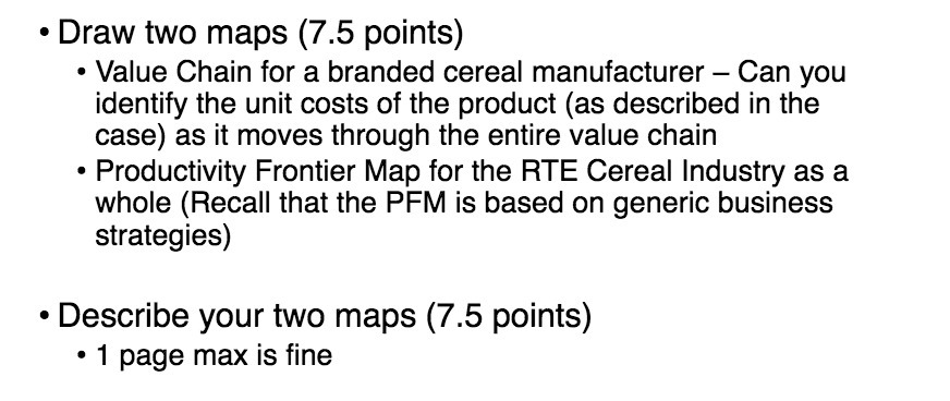 - Draw two maps (7.5 points) - Value Chain for a