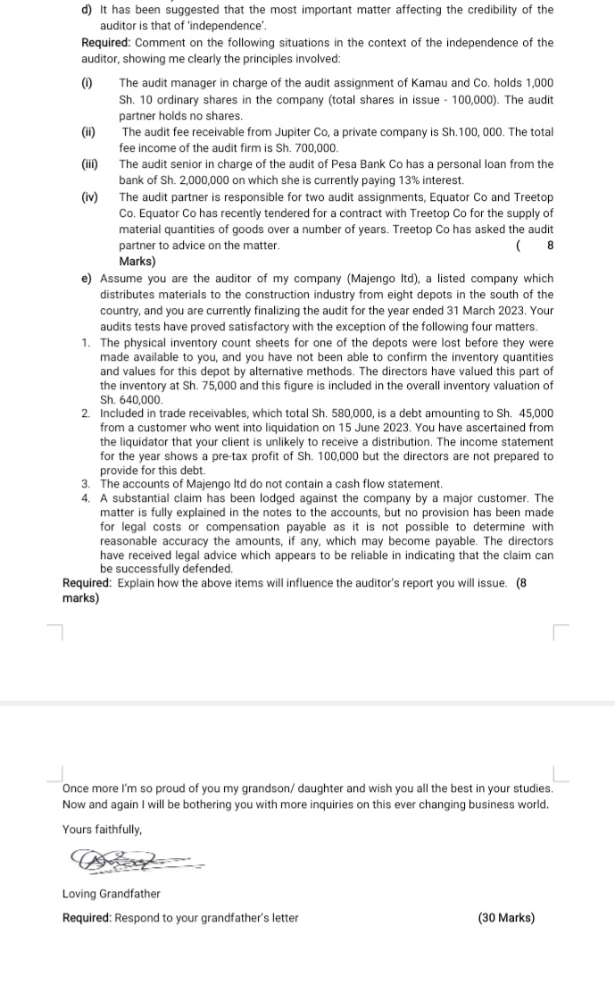 d) It has been suggested that the most important