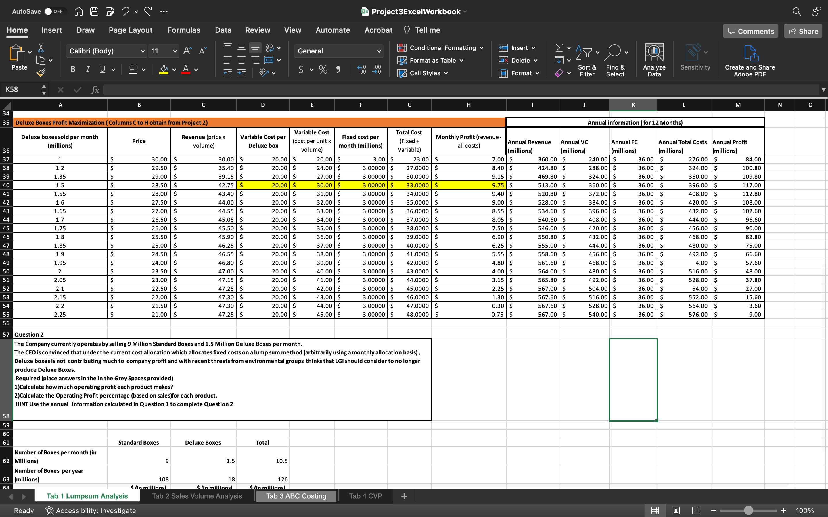 AutoSave OFF Project3ExcelWorkbook Home Insert