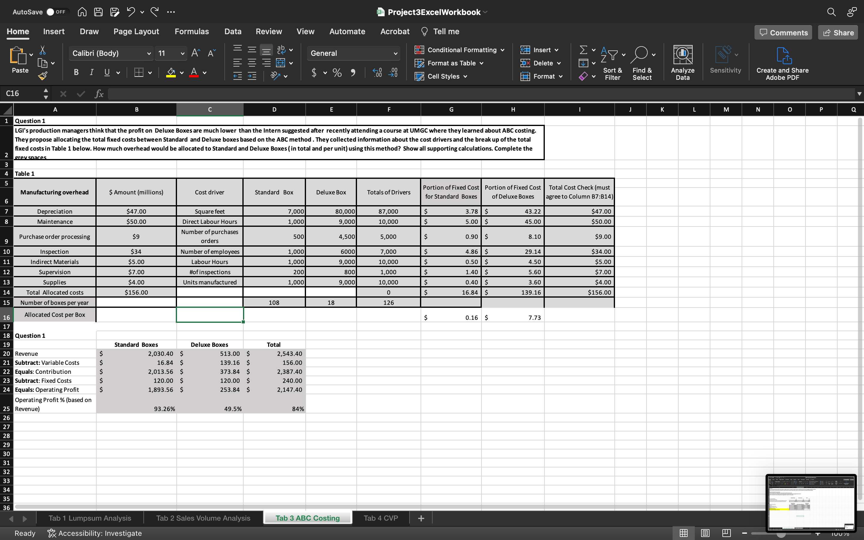 AutoSave OFF Project3ExcelWorkbook Home Insert