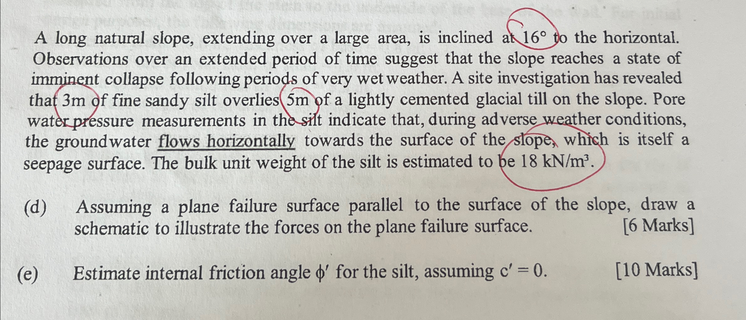 A long natural slope, extending over a large