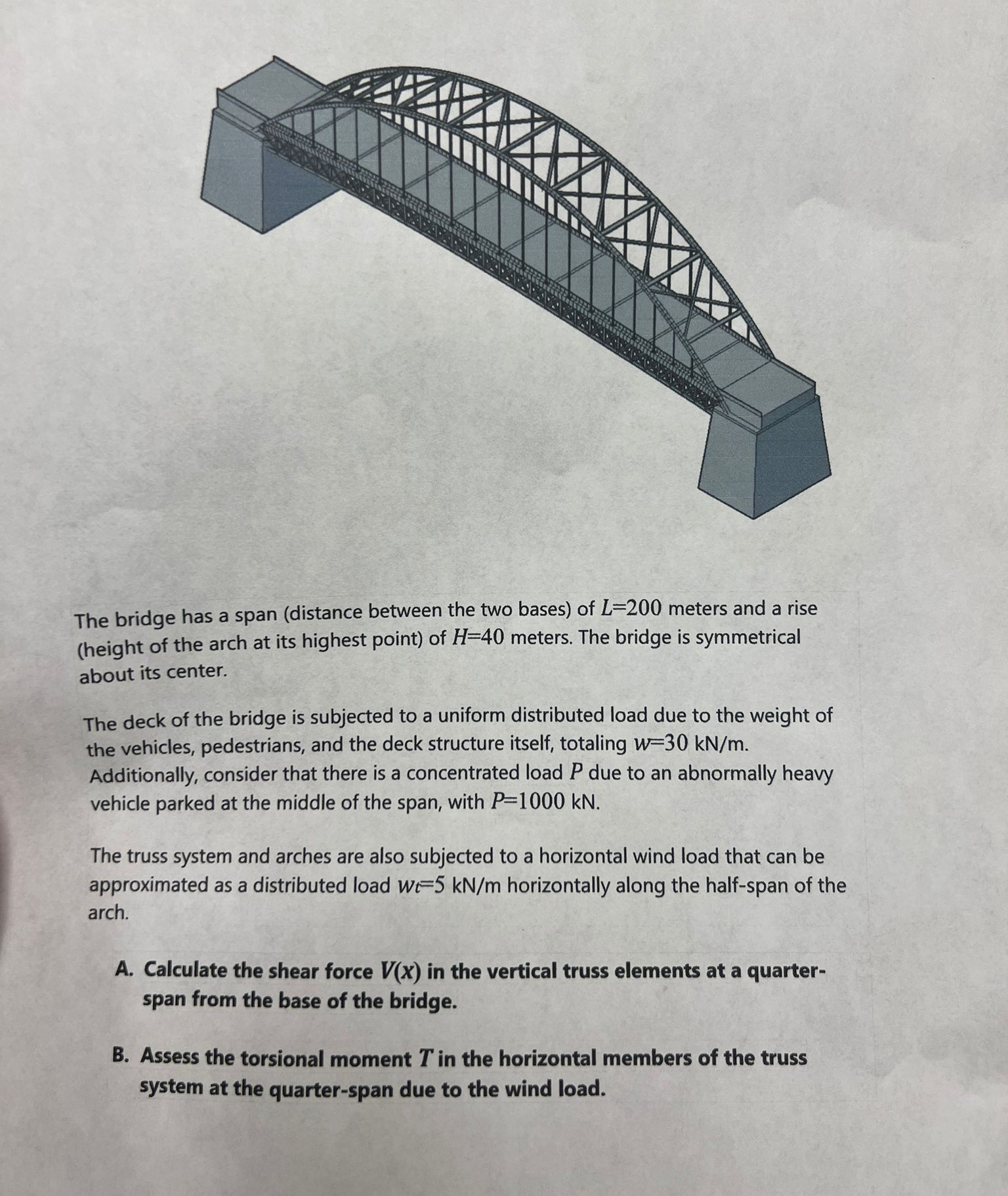 The bridge has a span ( distance between the two