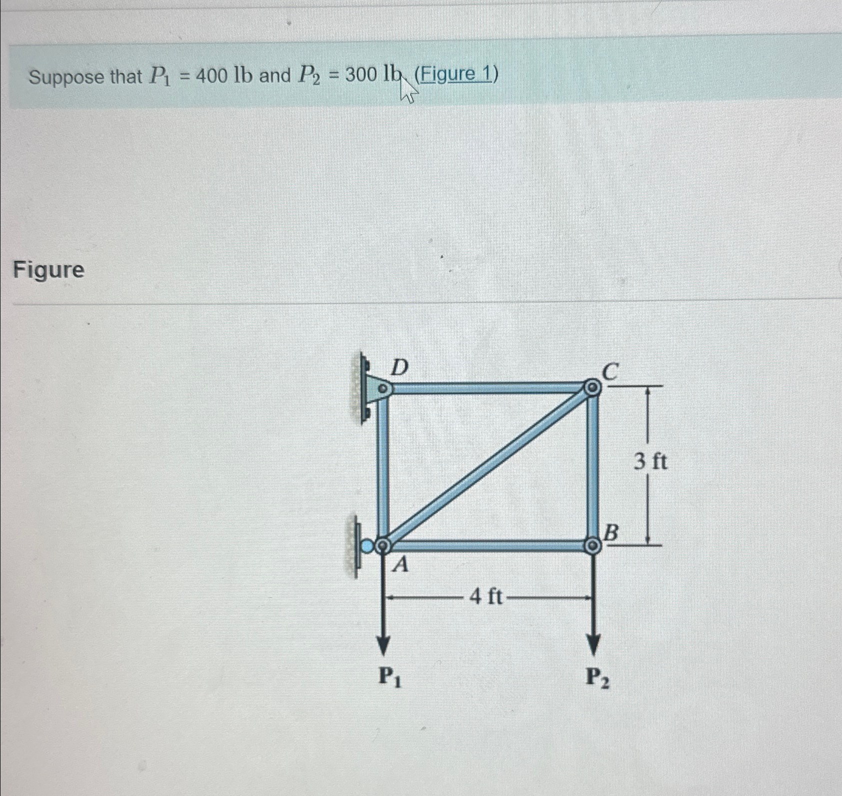 Suppose that P 1 = 4 0 0 l b and P 2 = 3 0 0 l b