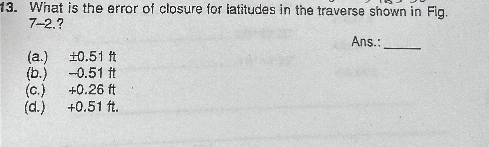 What is the error of closure for latitudes in the