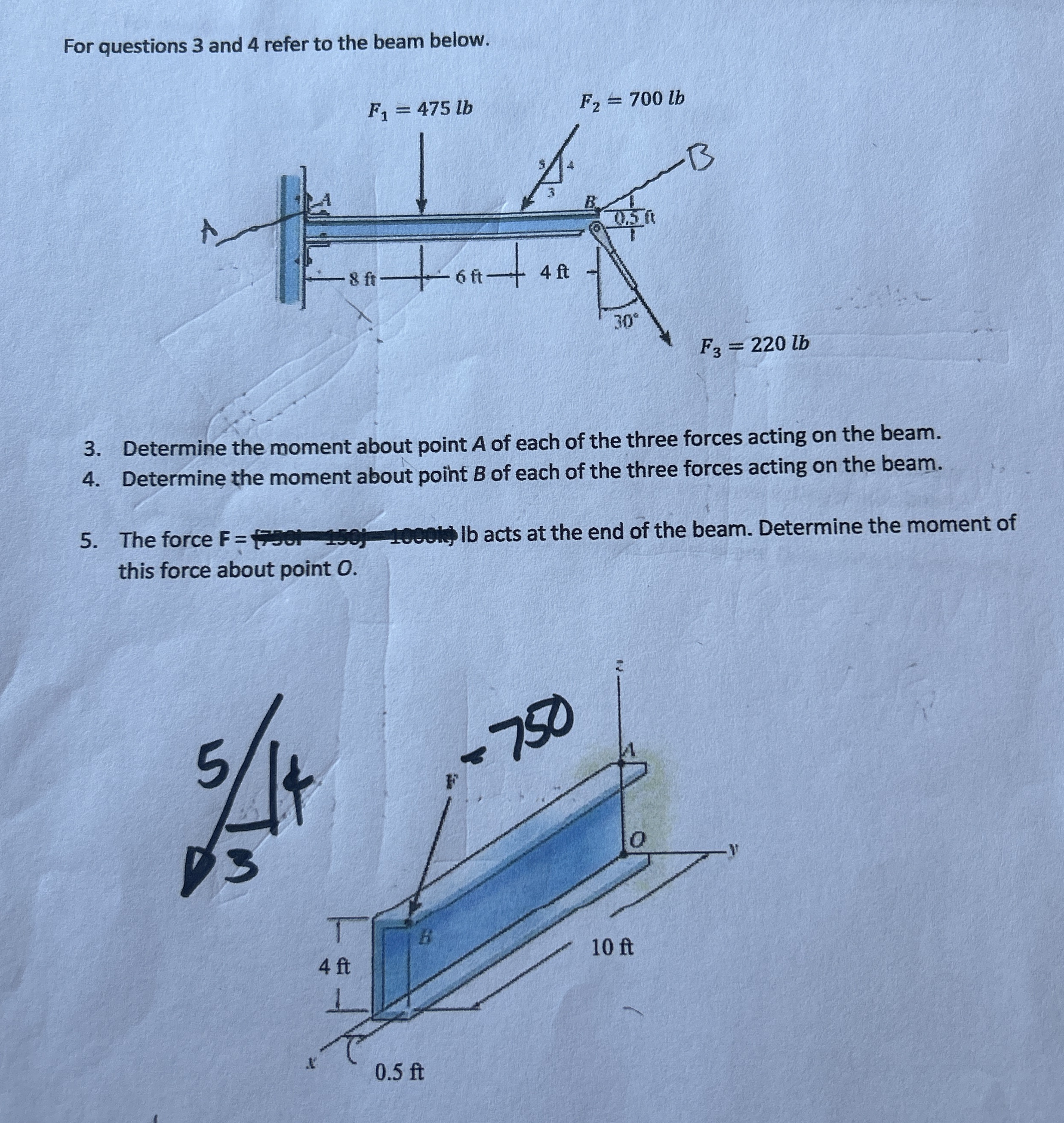 For questions 3 and 4 refer to the beam below.