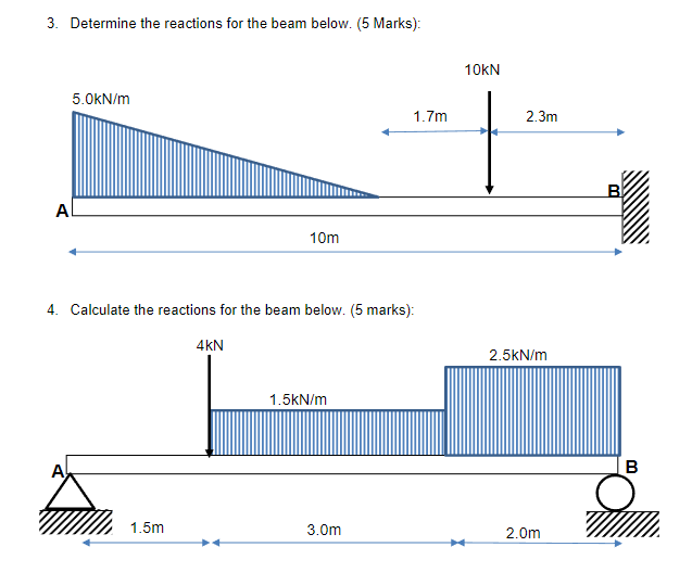 Determine the reactions for the beam below. ( 5