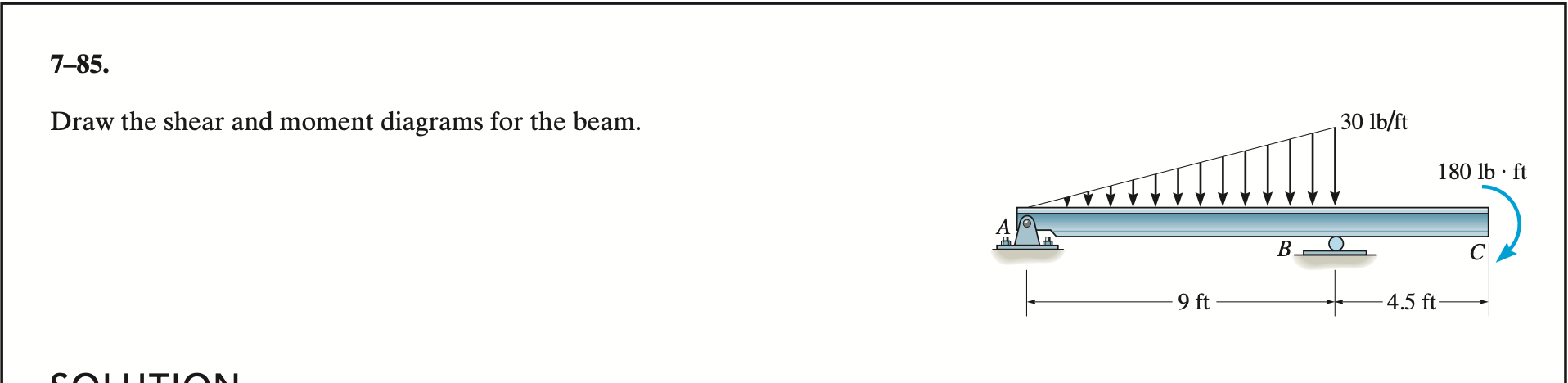 7 - 8 5 . Draw the shear and moment diagrams for