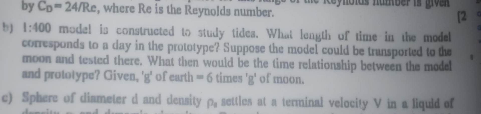 by C D = 2 4 R e , where R e is the Reynolds