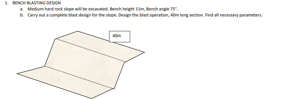 BENCH BLASTING DESIGN a . Medium hard rock slope
