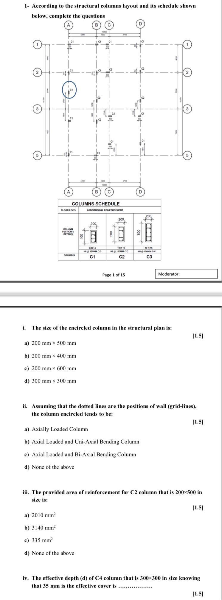 1 - According to the structural columns lavout