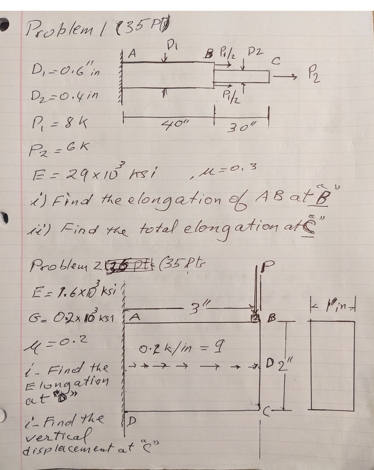 Proplem / 1 3 5 P ( s ) D 1 = 0 . 6 ' ' i n D 2 =