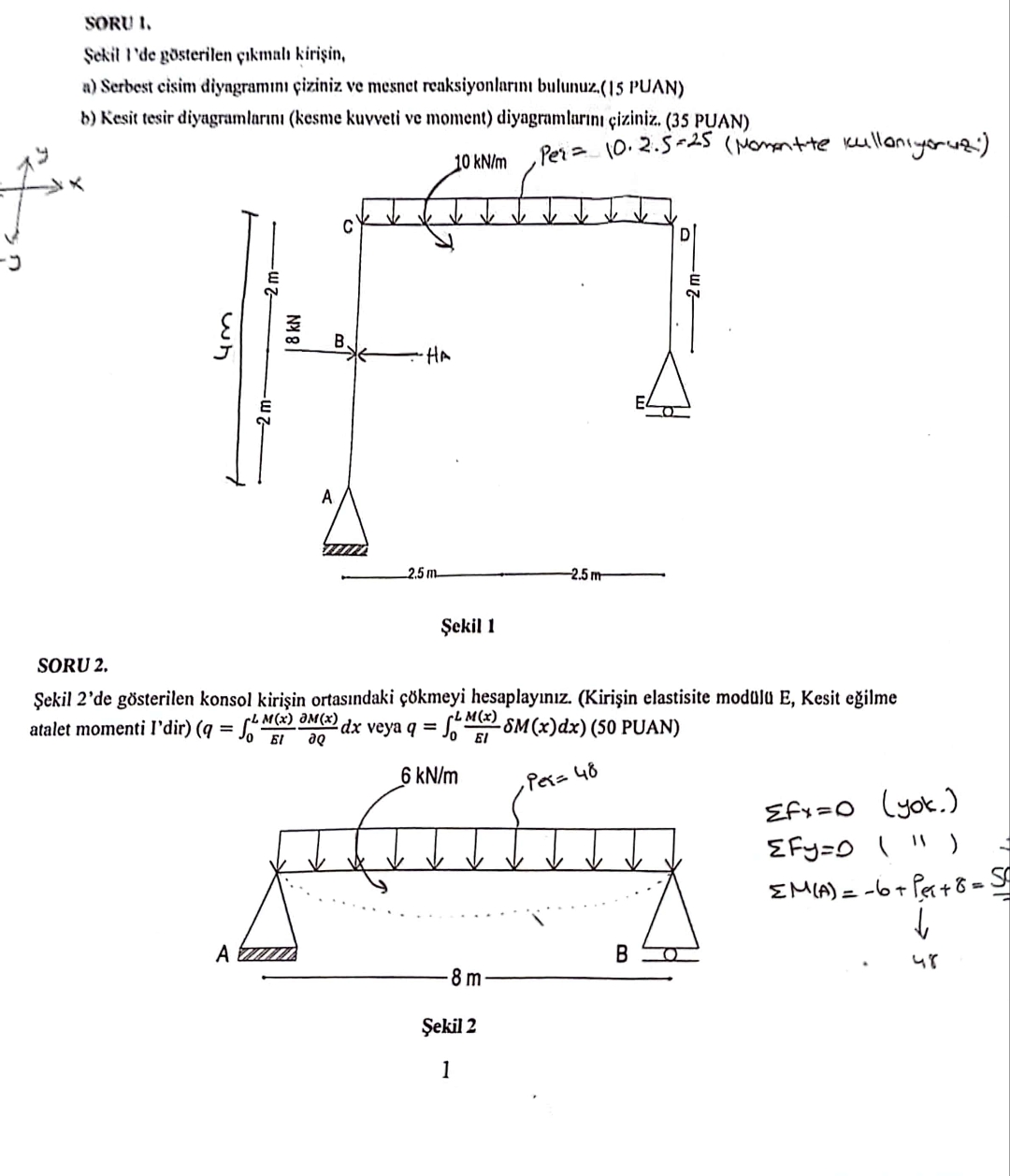 SORU I. Sekil I'de gossterilen kmal kirisin, a )