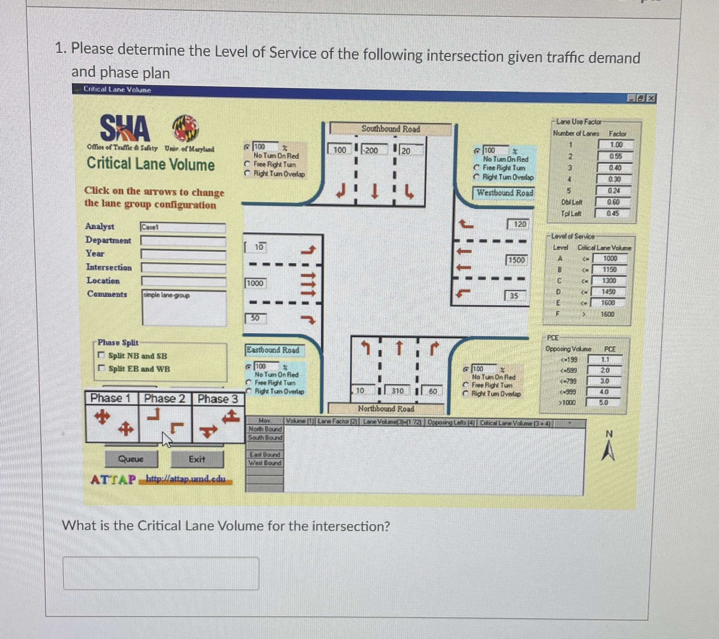 Please determine the Level of Service of the