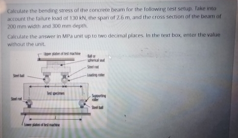 Calculate the bending stress of the concrete beam