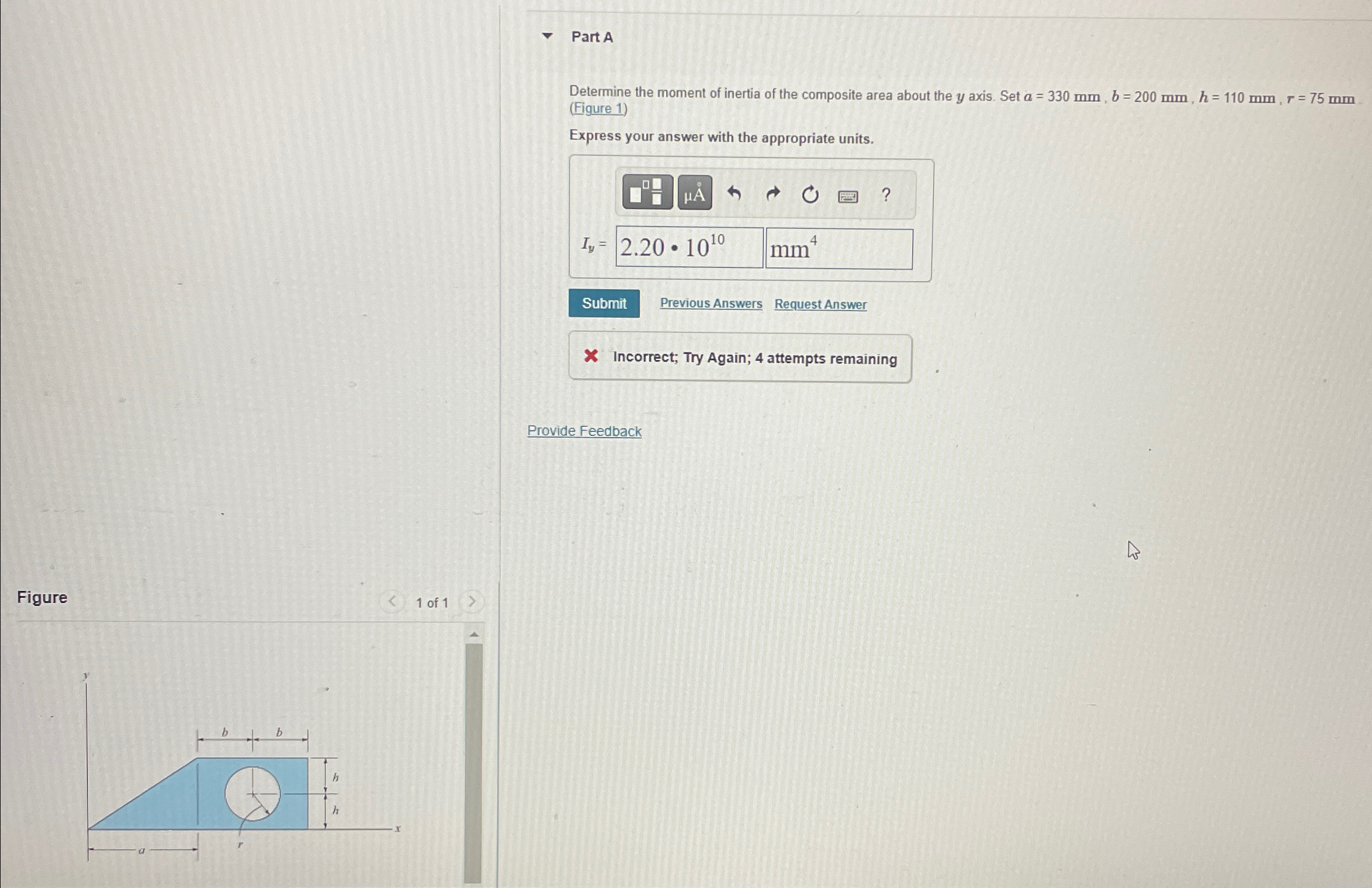 Part A Determine the moment of inertia of the
