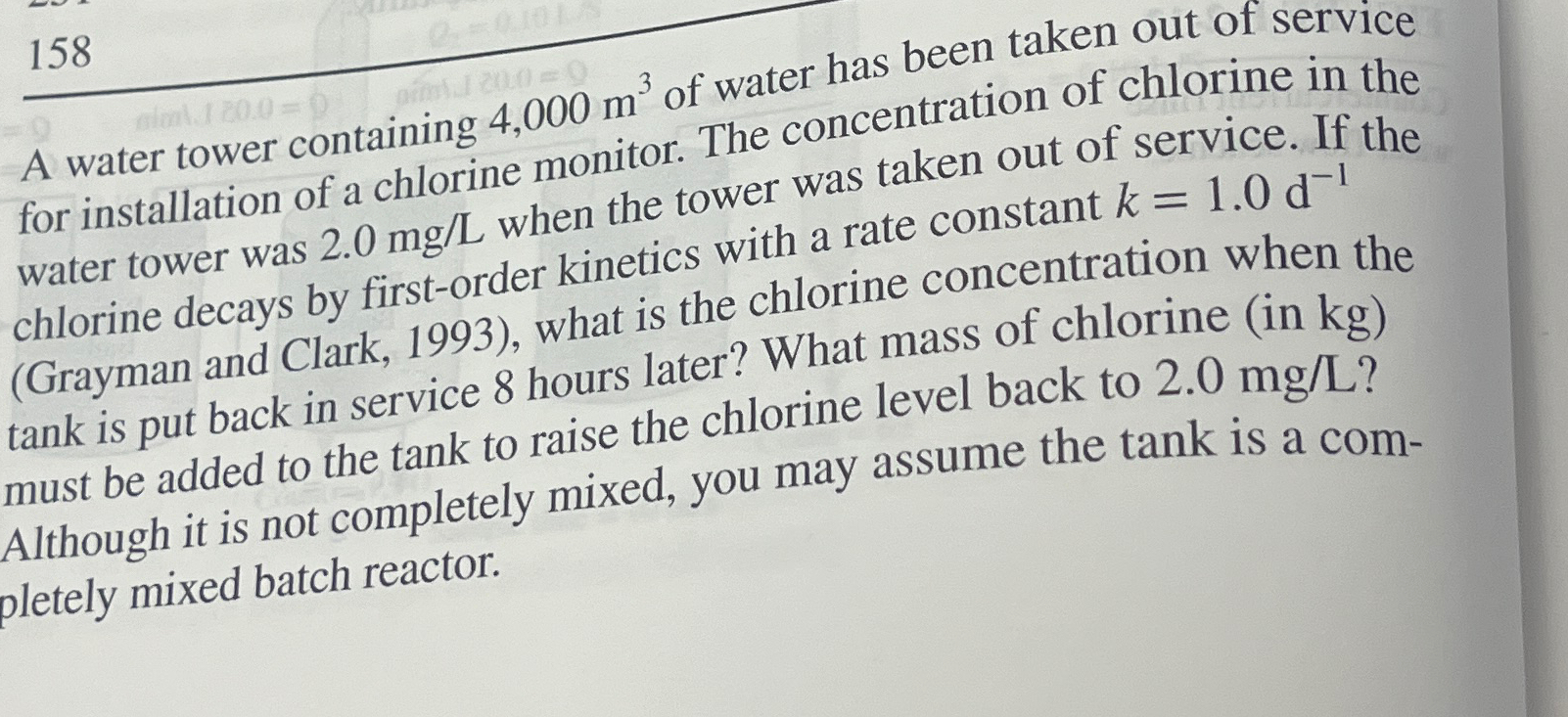1 5 8 A water tower containing 4 , 0 0 0 m 3 of