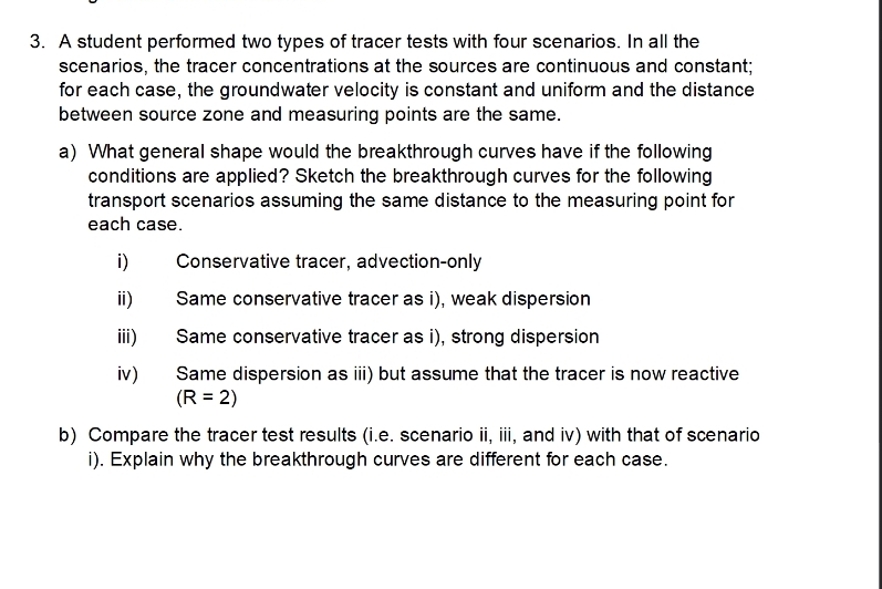 A student performed two types of tracer tests