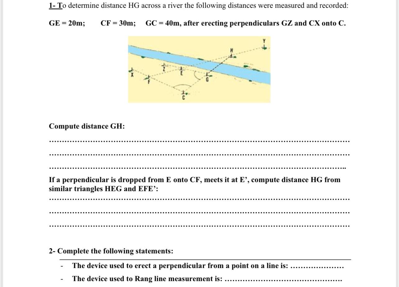 G E = 2 0 m ; , C F = 3 0 m ; , G C = 4 0 m ,