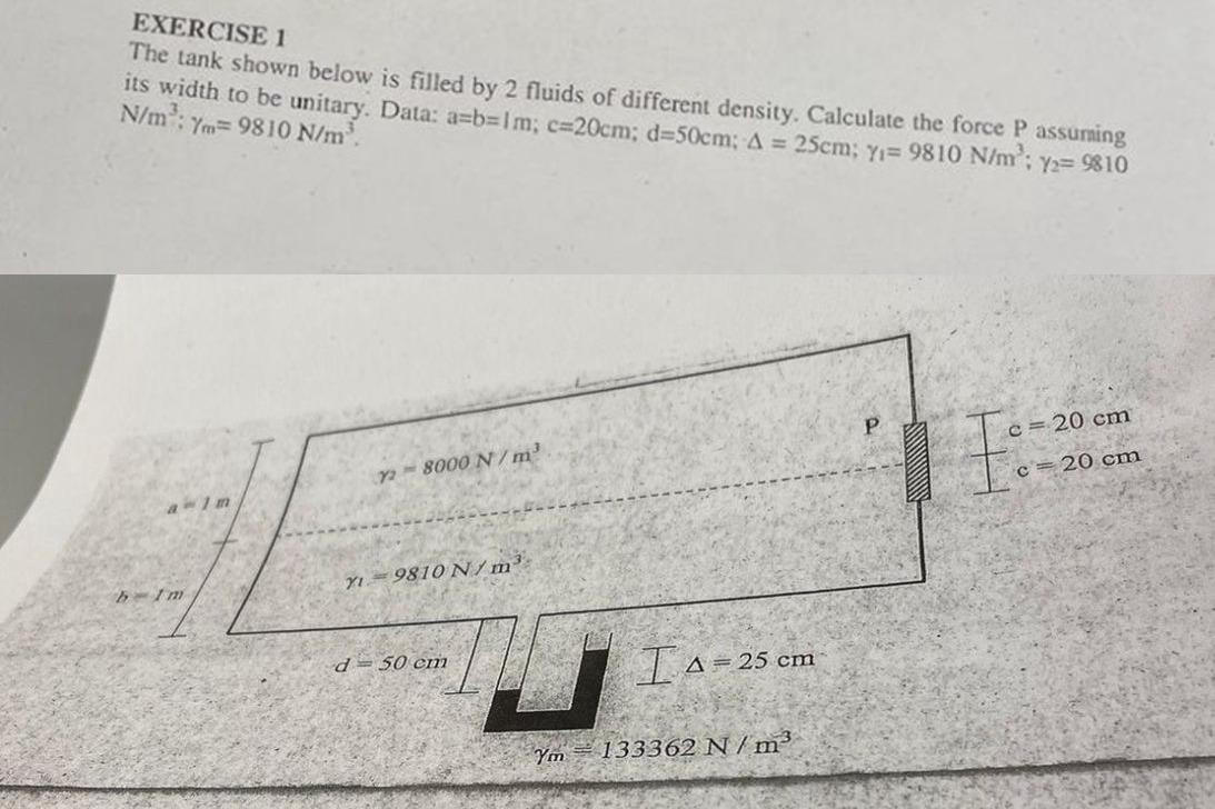 EXERCISE 1 The tank shown below is filled by 2
