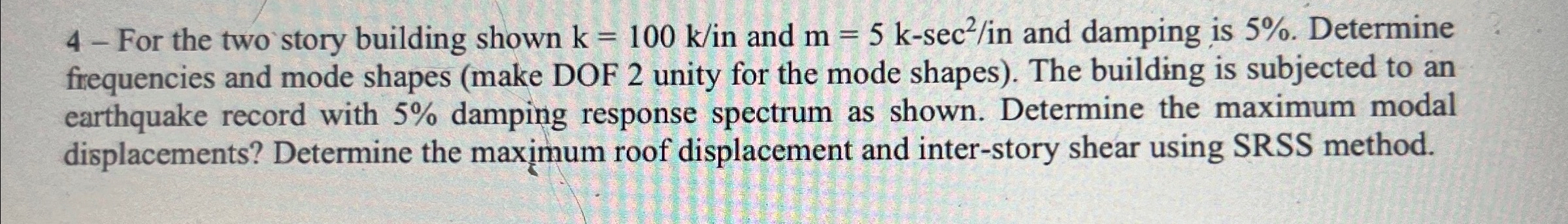 4 - For the two story building shown k = 1 0 0 k