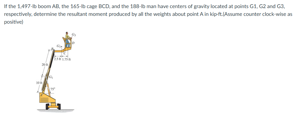 If the 1 , 4 9 7 - l b boom AB , the 1 6 5 - l b