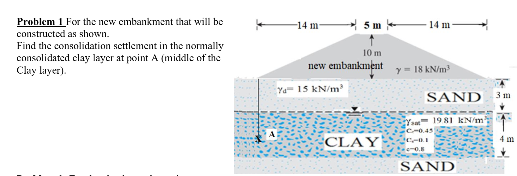 Problem 1 For the new embankment that will be
