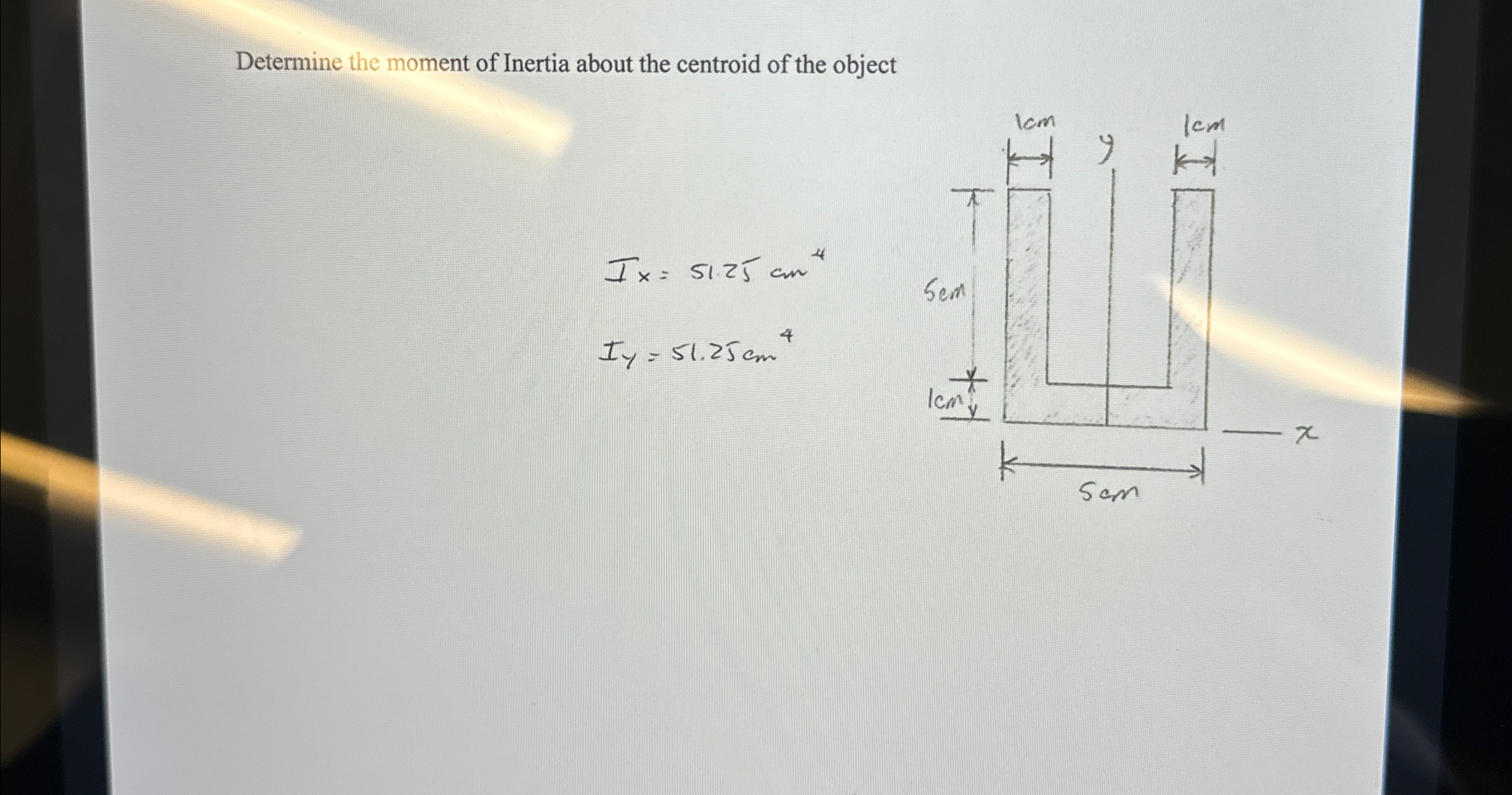 Determine the moment of Inertia about the