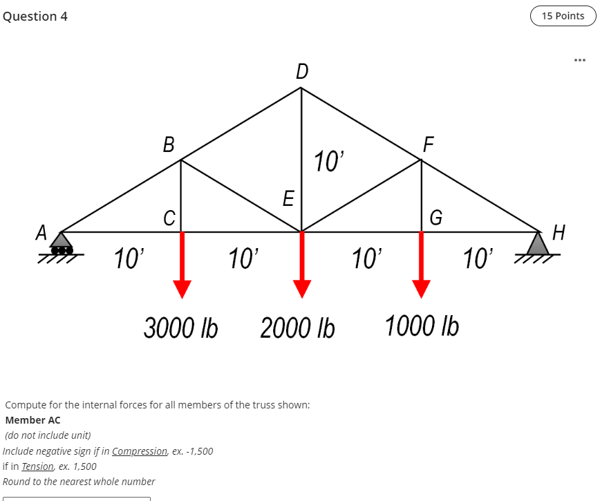 Compute for the internal forces for all members