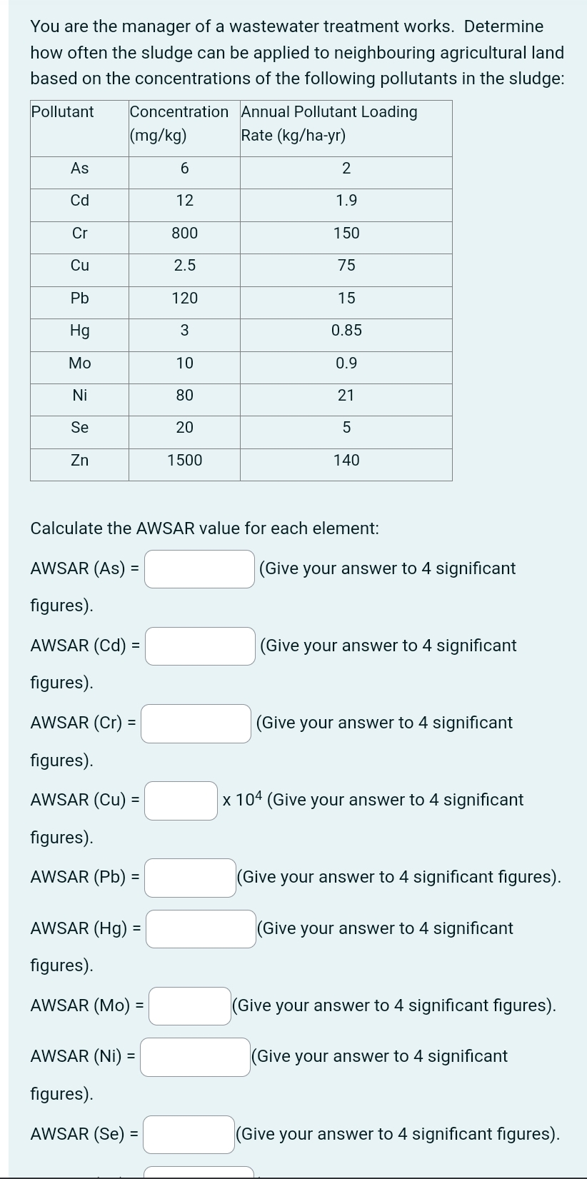 You are the manager of a wastewater treatment