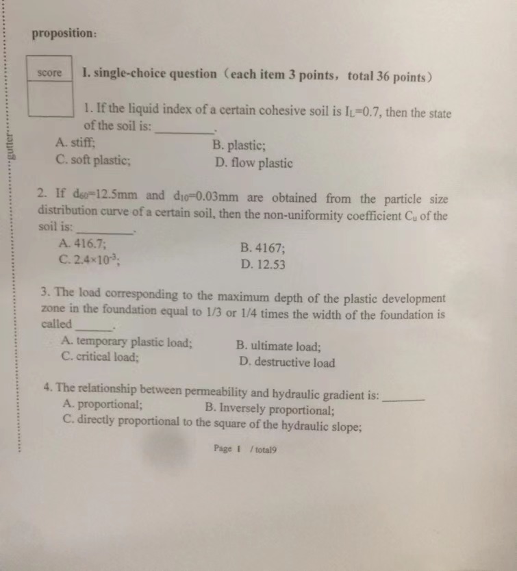 proposition: I. single - choice question ( each