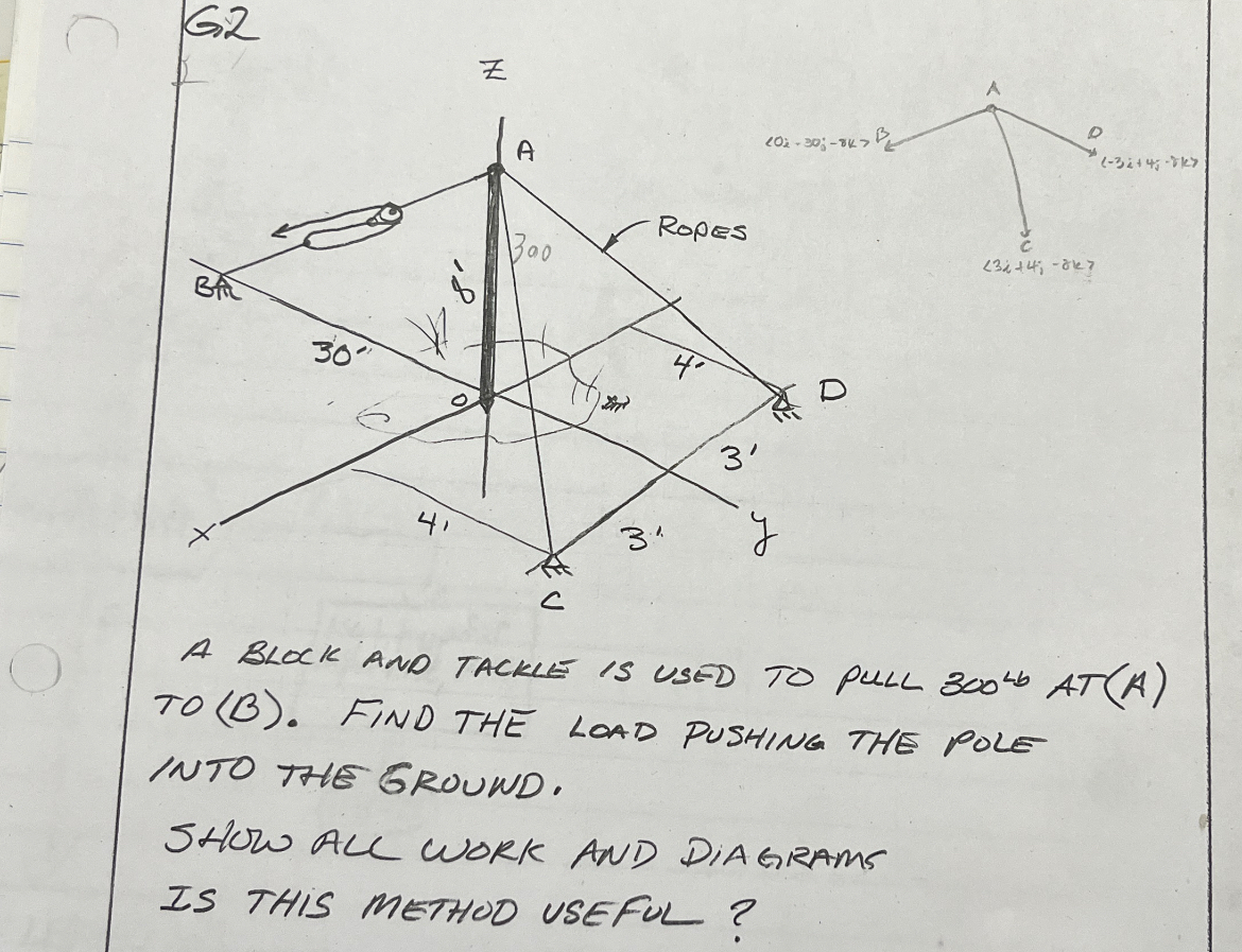 A BLOCK AND TACKLE IS USED TO PULL 3 0 0 l b AT (
