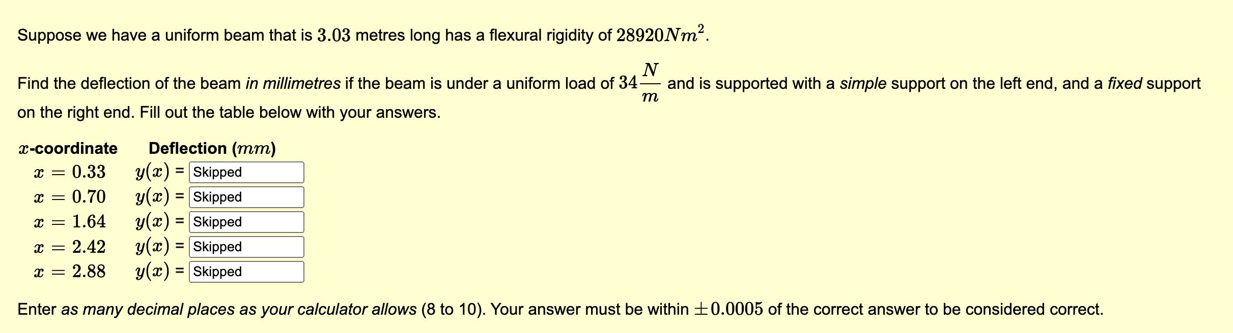 Suppose we have a uniform beam that is 3 . 0 3